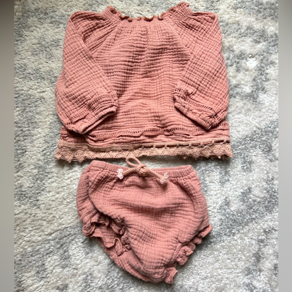 Baby girl two-piece set, dark blush/mauve